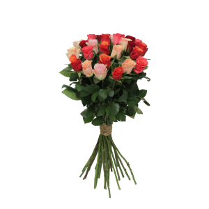 Букет из 25 разноцветных роз 60 см