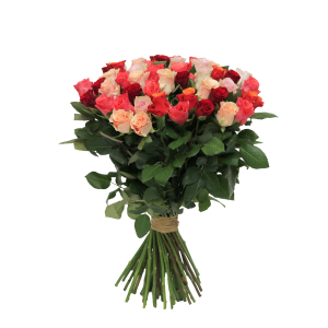Букет из 51 разноцветной розы 60 см